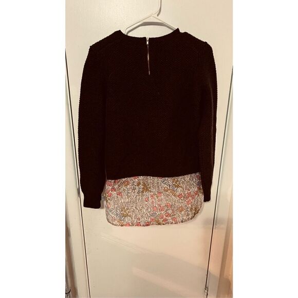 J. Crew Shirttail Sweater Liberty Print Wool Silk Blend Womens SZ M - Picture 8 of 10